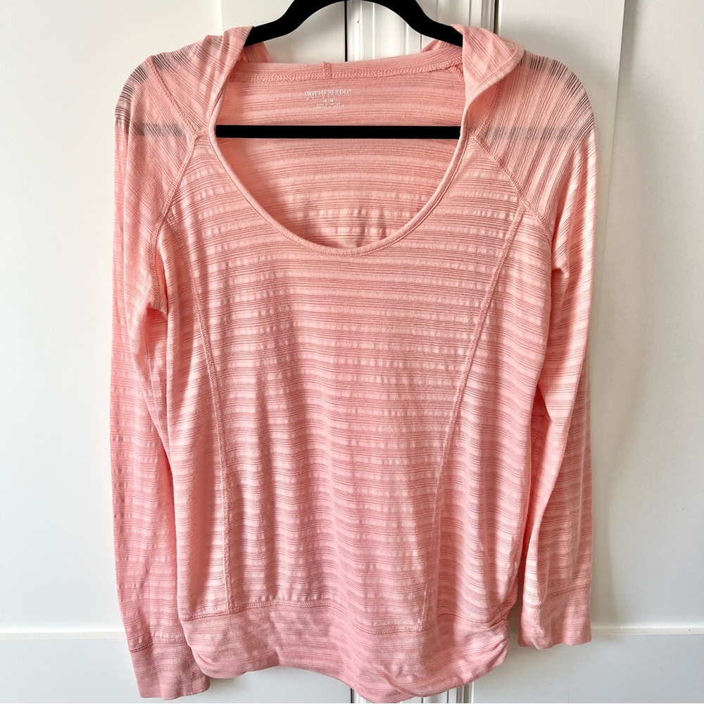 Motherhood Maternity Hooded Lightweight Long Sleeve Top Pink Sz M